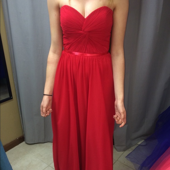 Red Strapless Prom Dress - Picture 4 of 5